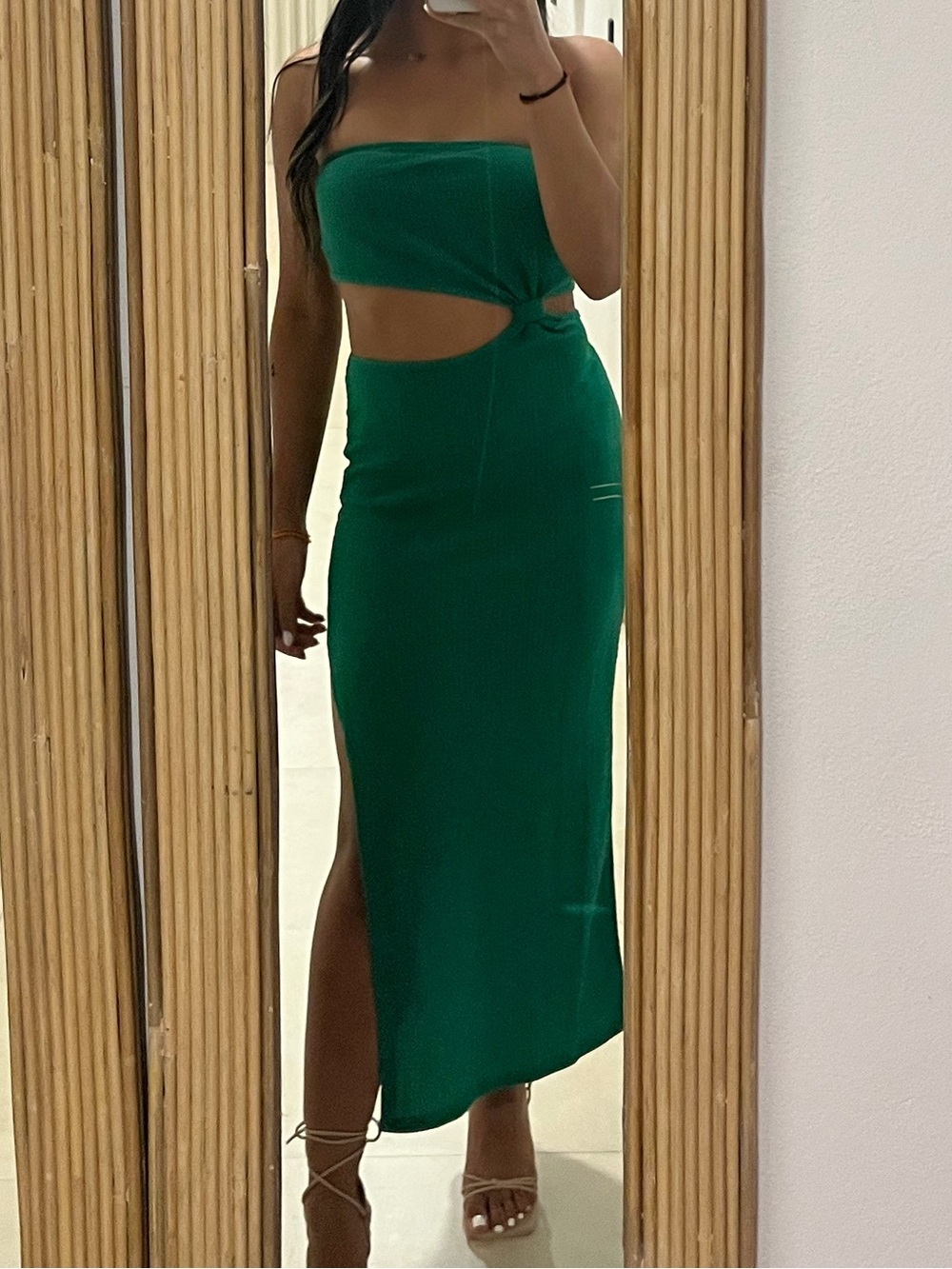 SHEIN Emerald Green Cutout Midi Dress with Side Ring